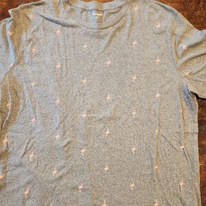 Old Navy Men's Size XXL Short Sleeve Gray T Shirt Flamingo All Over Print SOFT